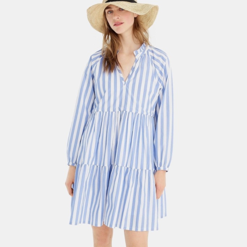 J.Crew Blue White Stripe Long Sleeve Dress size S